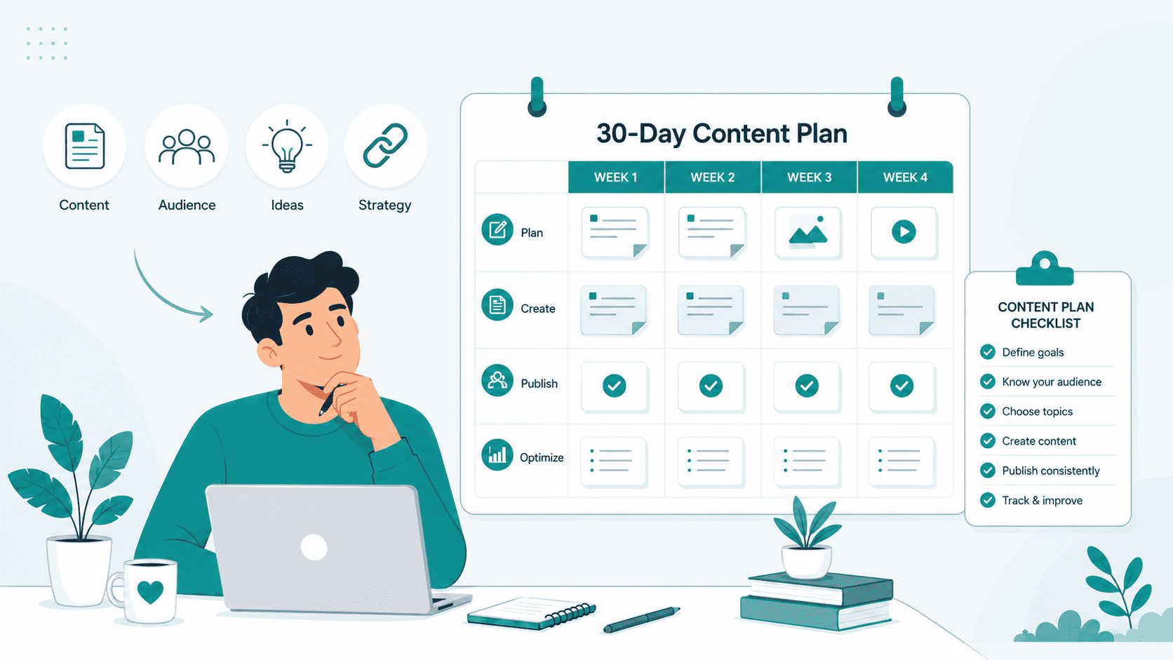 Beginner affiliate marketing content plan with a 30-day roadmap