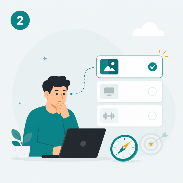 Minimalist illustration of choosing one direction for beginner affiliate marketing