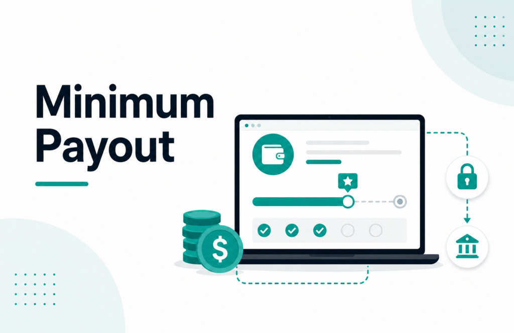 Minimum payout illustration in affiliate marketing showing payout threshold and payment conditions