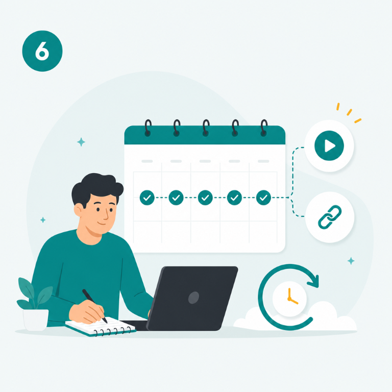 Illustration showing content planning and a publishing schedule for consistent sharing