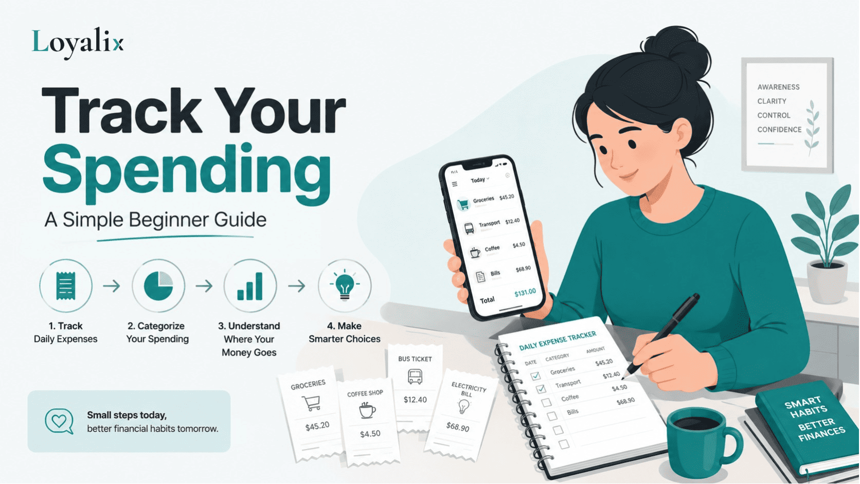Beginner using a simple expense tracker to track your spending and understand daily expenses.