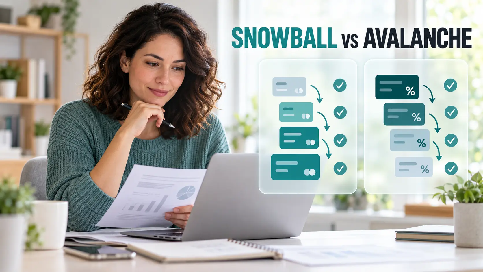 Debt repayment methods: beginner comparing the snowball and avalanche approaches.